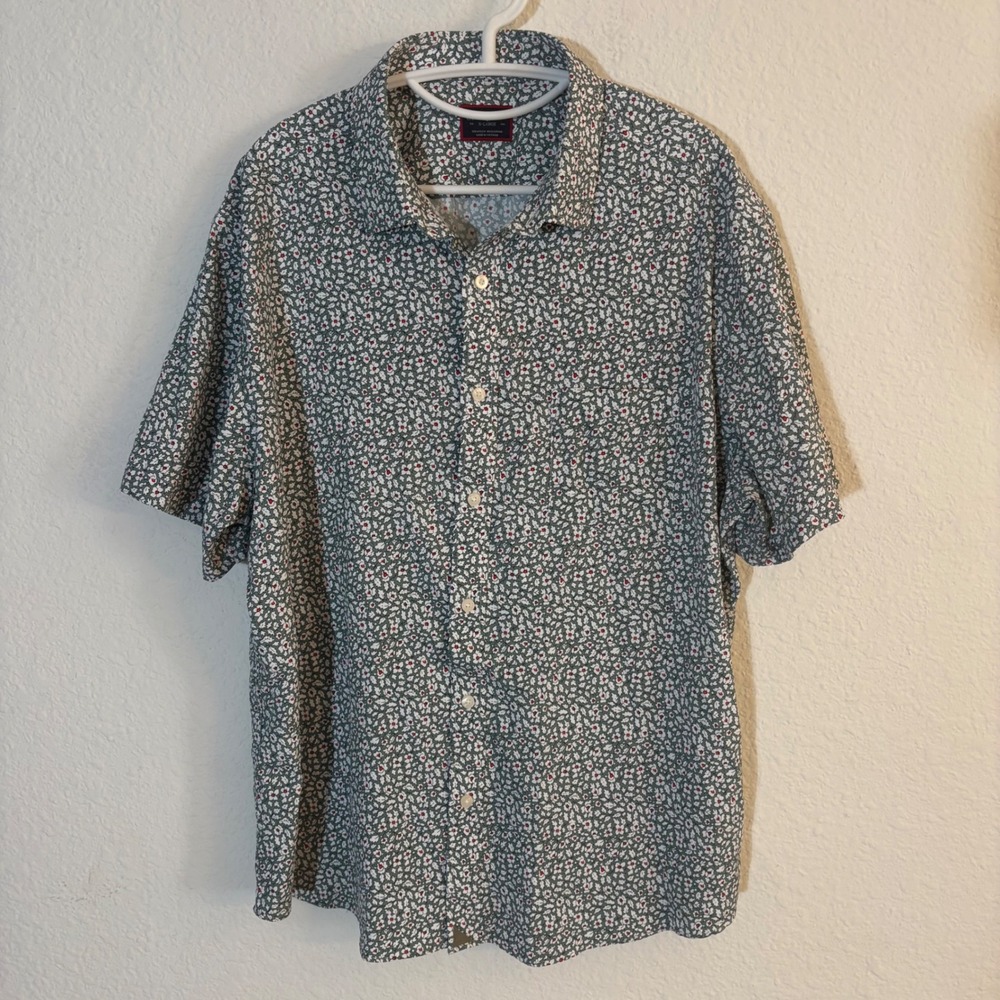 UNTUCKit Palazette Button Down Shirt Mens XL Green Floral 41116